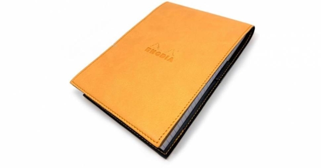 Блокнот оранжевый в клетку Rhodia ePURE кожаная обложка 8.4 х 11.5 см / 80 листов / 80 гм купить в художественном магазине ArtCraft.Space