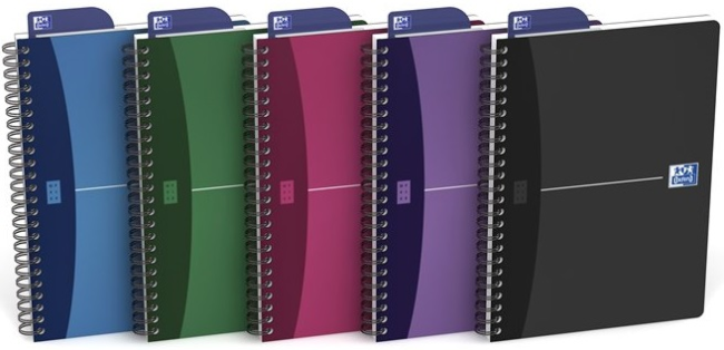 Бизнес-тетрадь OXFORD Urban Mix A4 клетка 90л двойная спираль закладка пластиковая обложка 5шт цв.ассортименте