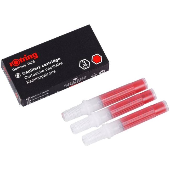 Чернила для рапидографа Rotring Capillary Cartridge красные 3 картриджа купить в магазине ArtCraft.Space