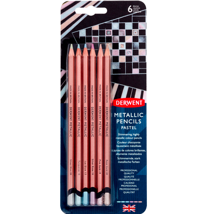 Набор цветных карандашей с цветом металлик Derwent Metallic Pastel 6 пастельных цветов в блистере купить в художественном магазине ArtCraft.Space с доставкой по РФ и СНГ