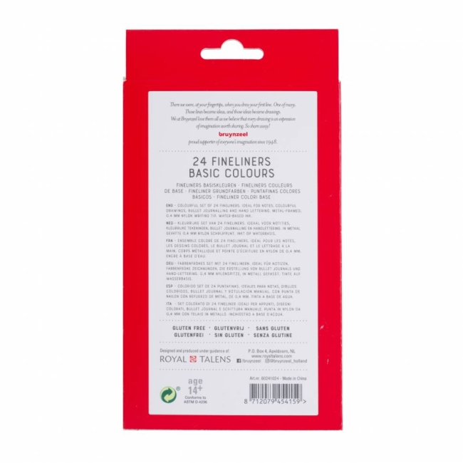 Набор капиллярных цветных линеров Bruynzeel Fineliners 24 штуки купить в художественном магазине ArtCraft.Space с доставкой по всему миру