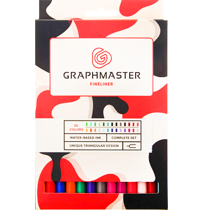 Набор разноцветных линеров Graphmaster Fineliner 26 цветов с толщиной 0.4 мм купить в магазине товаров для рисования ArtCraft.Space с доставкой по РФ и СНГ