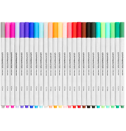 Набор разноцветных линеров Graphmaster Fineliner 26 цветов с толщиной 0.4 мм купить в магазине товаров для рисования ArtCraft.Space с доставкой по РФ и СНГ