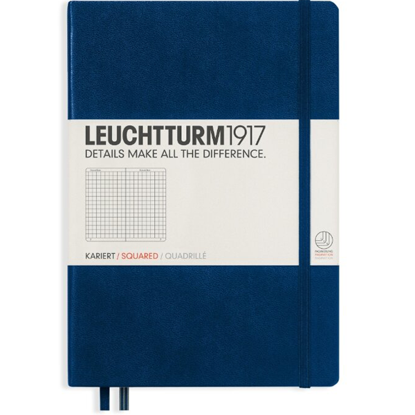 Блокнот Leuchtturm1917 Classic A5 (14.5x21см.) 80г/м2 - 251 стр. в клетку, твердая обложка, цвет: Синий Неви