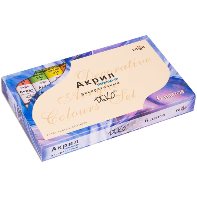 Набор акриловых красок Гамма "Деко" 6 перламутровых цветов в тубах по 18 мл купить в художественном магазине ArtCraft.Space с доставкой по всему миру