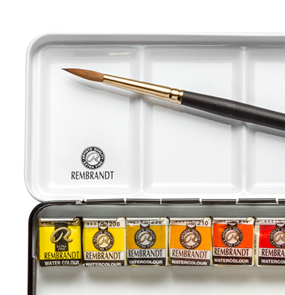 Набор акварели Rembrandt Royal Talens в кюветах в фирменном кейсе + кисть / 24 цвета Рембрандт купить в магазине акварели и товаров для рисования ArtCraft.Space