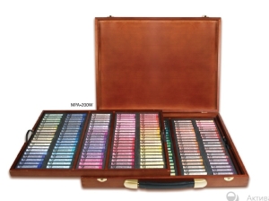 Пастель сухая мягкая профессиональная Галерея , 200 цветов, круглая, в деревянной коробке