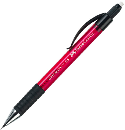 Карандаш механический Faber-Castell Grip Matic красный с ластиком и автоподачей, грифель 0.5 мм купить в художественном магазине ArtCraft.Space с доставкой по РФ и СНГ