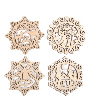 Набор заготовок для декорирования Резные снежинки 9см,