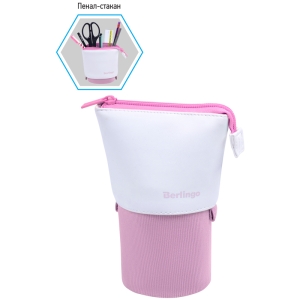 Пенал-стакан 1 отделение, 170*75 Berlingo "Pink case", вельвет, экокожа Пенал-стакан 1 отделение, 170*75 Berlingo "Pink case", вельвет, экокожа
