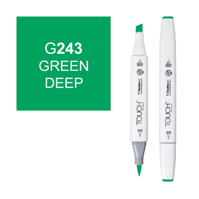 Маркер двухсторонний спиртовой  TOUCH TWIN BRUSH G243 Зеленый насыщенный