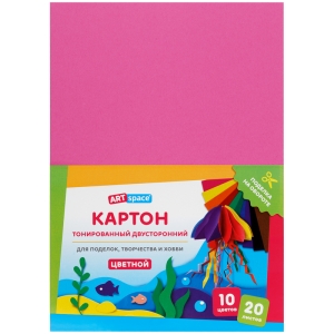 Картон цветной А4, ArtSpace, 20л., 10цв., тонированный, ассорти, 180г/м2 Картон цветной А4, ArtSpace, 20л., 10цв., тонированный, ассорти, 180г/м2