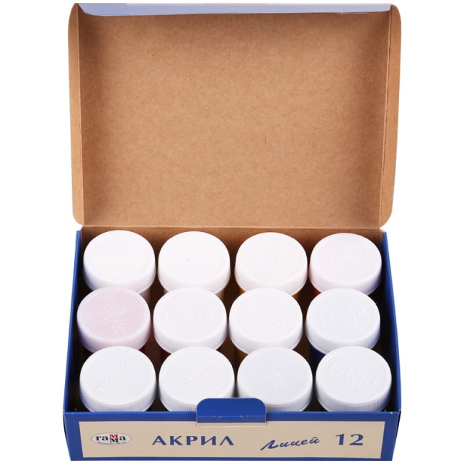 Набор акриловых красок Гамма "Лицей" 12 цветов в банках 20 мл купить в художественном магазине ArtCraft.Space с доставкой по всему миру Набор акриловых красок Гамма "Лицей" 12 цветов в банках 20 мл купить в художественном магазине ArtCraft.Space с доставкой по всему миру