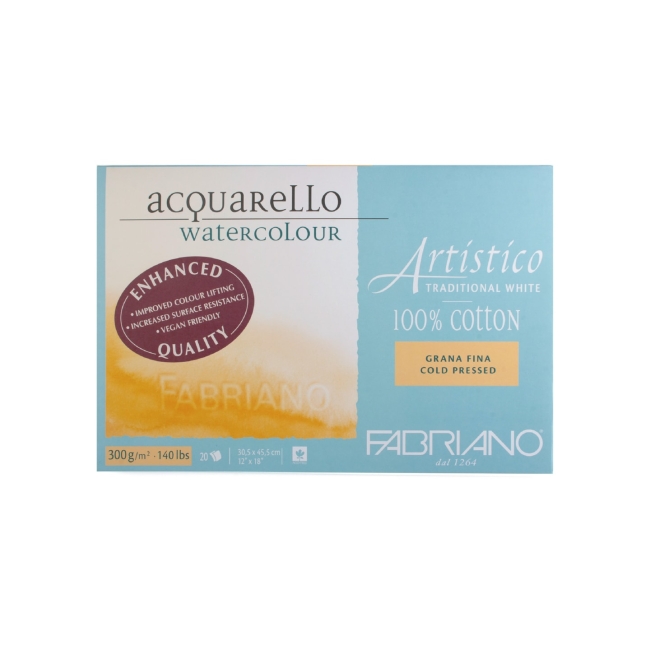 Блок для акварели Artistico Traditional White 300г/м.кв 30x45см Фин 20л склейка по 4 сторонам