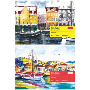 Альбом для акварели 30л., А4, на склейке ArtSpace, блок рис.бум., 180г/м2