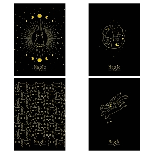 Тетрадь 80л., А5, клетка на гребне MESHU "Black cat", двойная обложка, матовая ламинация, тиснение фольгой