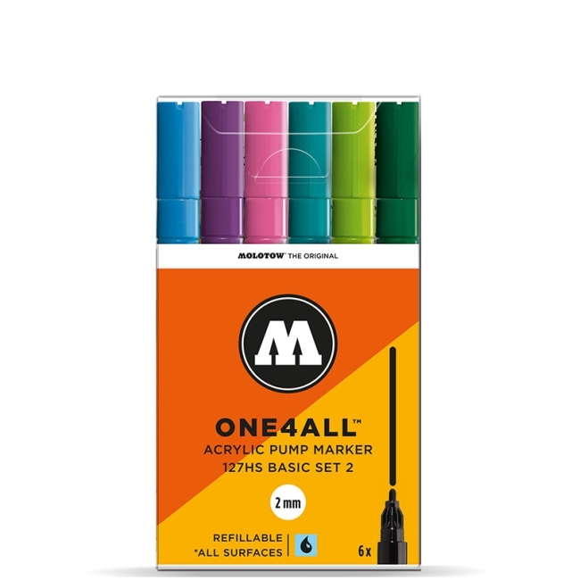 Molotow Набор маркеров ONE4ALL 127HS Basic-Set 2 6 шт 200231 2 мм