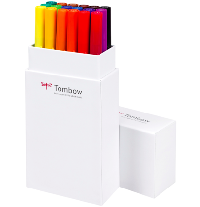 Купить набор брашпенов Tombow ABT Dual Brush Pen 18 Basic (основные) - акварельный маркер-кисть для леттеринга, каллиграфии и скетчинга в наборе из 18 штук в интернет-магазине товаров для скетчинга ArtCraft.Space