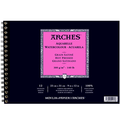 Arches Aquarelle Grain Satin альбом для акварели из 100% хлопка 23 х 31 см / 12 листов / 300 гм купить в художественном магазине ArtCraft.Space с доставкой по РФ и СНГ