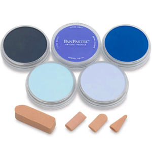 Набор ультрамягк. пастели PanPastel, 5цв., 4 насадки для мастихина Starter/голубые тона