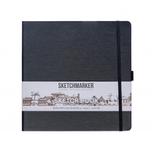 Блокнот для зарисовок Sketchmarker 140г/кв.м 20*20cм 80л твердая обложка Черный