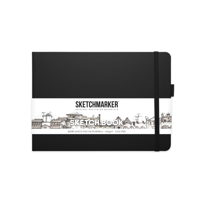 Блокнот для зарисовок Sketchmarker 140г/кв.м 20*20cм 80л твердая обложка Черный Блокнот для зарисовок Sketchmarker 140г/кв.м 20*20cм 80л твердая обложка Черный