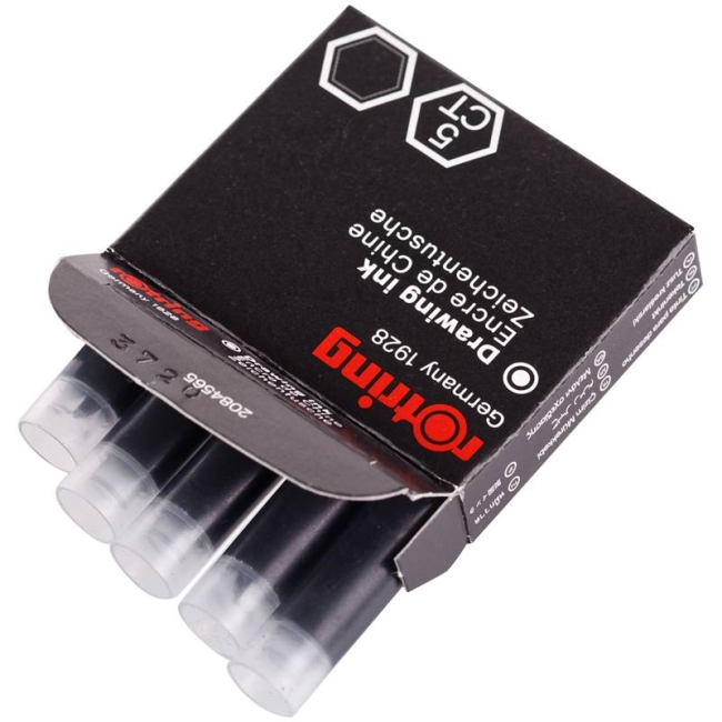 Чернила для рапидографа Rotring Capillary Cartridge черные 5 картриджей купить в магазине ArtCraft.Space с доставкой