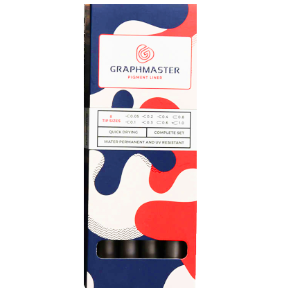 Набор черных пигментных линеров Graphmaster Pigment Liner  S/F/M 8 штук купить в магазине товаров для рисования ArtCraft.Space с доставкой по РФ и СНГ