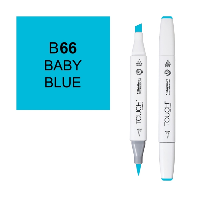 Маркер двухсторонний спиртовой  TOUCH TWIN BRUSH B66 Синий нежный