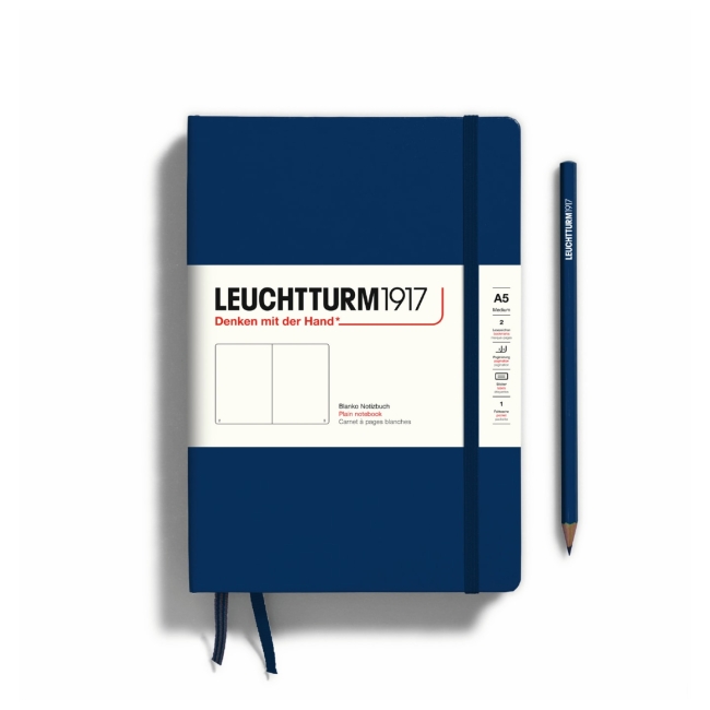 Блокнот Leuchtturm1917 Classic A5 (14.5x21см.) 80г/м2 - 251 стр. нелинованный, твердая обложка, цвет: Синий Неви