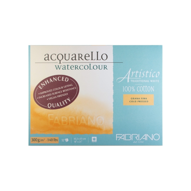 Блок для акварели Artistico Traditional White 300г/м.кв 45x61см Фин 10л склейка по 4 сторонам
