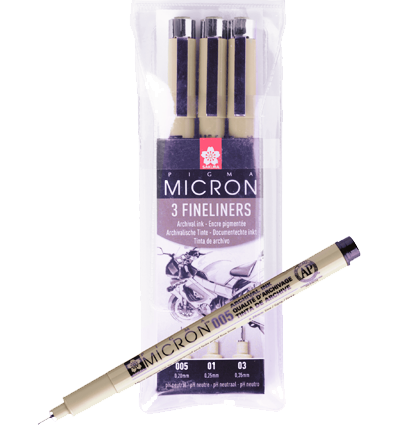Набор черных капиллярных ручек Sakura Pigma Micron разной толщины, 3 штуки купить в магазине маркеров и ручек ArtCraft.Space с доставкой по РФ и СНГ