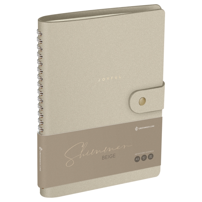 Записная книжка А5 96л. ЛАЙТ, кожзам, скрытый гребень, Greenwich Line "Shimmer. Beige", блок в линию