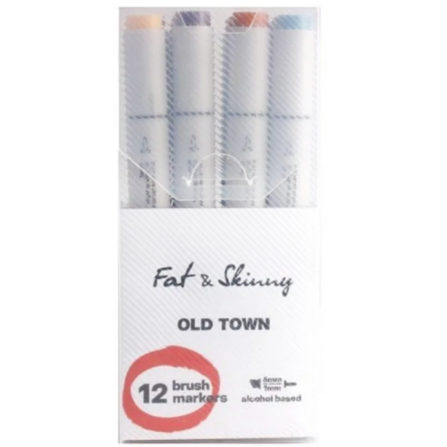 Набор brush-маркеров Fat&Skinny Old Town 12 шт