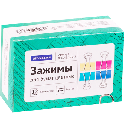 Зажимы для бумаги или скетчбука Office Space 12 штук размер 41 мм (пастельные цвета) купить в магазине ArtCraft.Space с доставкой по всему миру