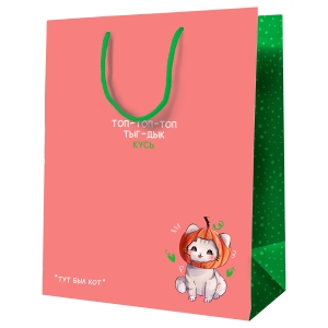 Пакет подарочный 18*23*10см MESHU "Тут был кот", ламинированный