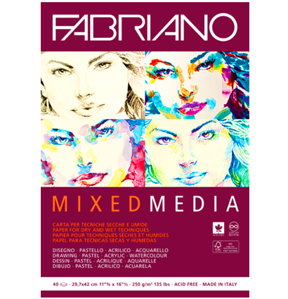 Альбом Fabriano Mixed Media универсальный А3 / 40 листов / 250 гм Фабриано бумага купить в магазине скетчбуков и маркеров ArtCraft.Space