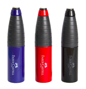 Точилка пластиковая с ластиком Faber-Castell, 1 отверстие, ассорти, с резиновым держателем