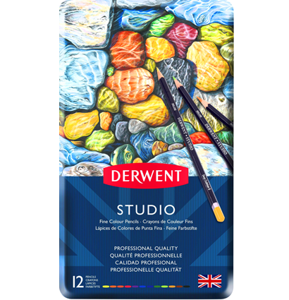 Набор цветных карандашей Derwent Studio 12 цветов на восковой основе в кейсе купить в фирменном художественном магазине ArtCraft.Space с доставкой по РФ и СНГ