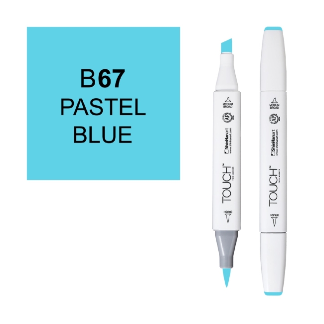 Маркер двухсторонний спиртовой  TOUCH TWIN BRUSH B67 Синий пастельный