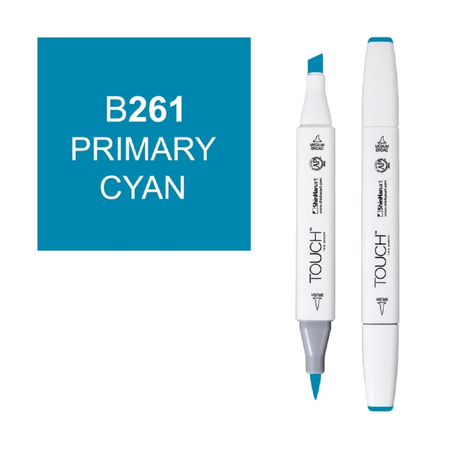 Маркер двухсторонний спиртовой  TOUCH TWIN BRUSH B261 Голубой основной
