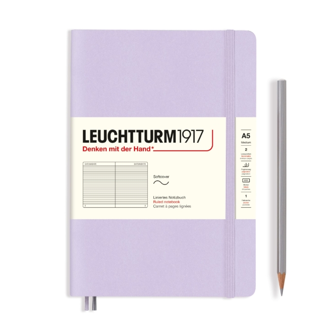 Блокнот Leuchtturm1917 Smooth Colours A5 (14.5x21см.) 80г/м2 - 123 стр. в линейку, мягкый обложка, цвет: Сиреневый