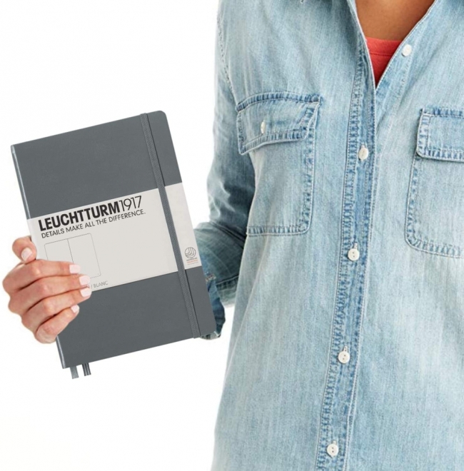 Блокнот Leuchtturm1917 Classic A5 (14.5x21см.) 80г/м2 - 251 стр. в линейку, твердая обложка, цвет: Антрацитовый