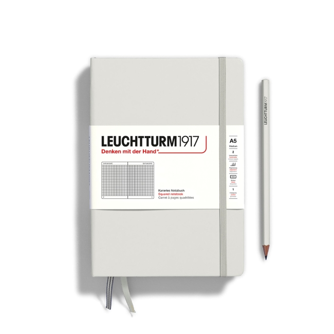 Блокнот Leuchtturm1917 Natural Colors A5 (14.5x21см) 125л в клетку твердая обложка, цвет:  Серый светлый