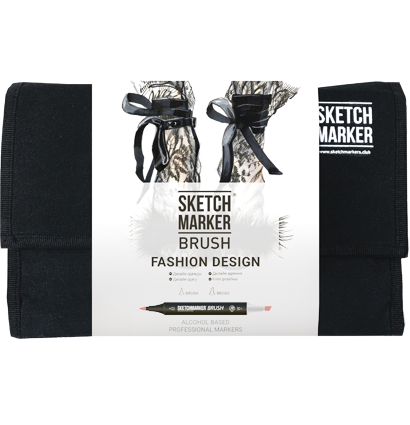 Набор маркеров Sketchmarker Brush / Скетчмаркер Браш "Fashion Design - Дизайн одежды" 24 цвета в сумке купить в магазине маркеров для скетчинга ArtCraft.Space с доставкой по РФ и СНГ