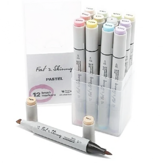 Набор brush-маркеров Fat&Skinny Pastel 12 шт