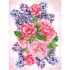 Картина по номерам на холсте ТРИ СОВЫ "Розы и сирень", 40*50, с акриловыми красками и кистями