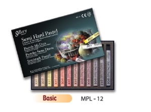 Пастель профессиональная сухая полутвёрдая квадратная 12 цветов в картонной коробке