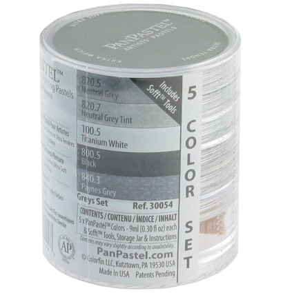 Набор ультрамягкой пастели PanPastel Colors Starter Greys 5 серых цветов в контейнерах по 9 мл купить в художественном магазине ArtCraft.Space с доставкой по РФ и СНГ