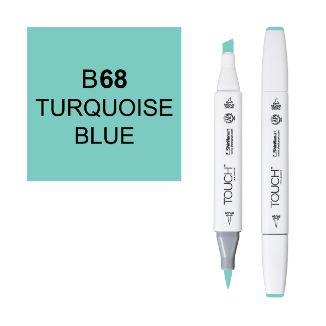 Маркер двухсторонний спиртовой  TOUCH TWIN BRUSH B68 Синий бирюзовый